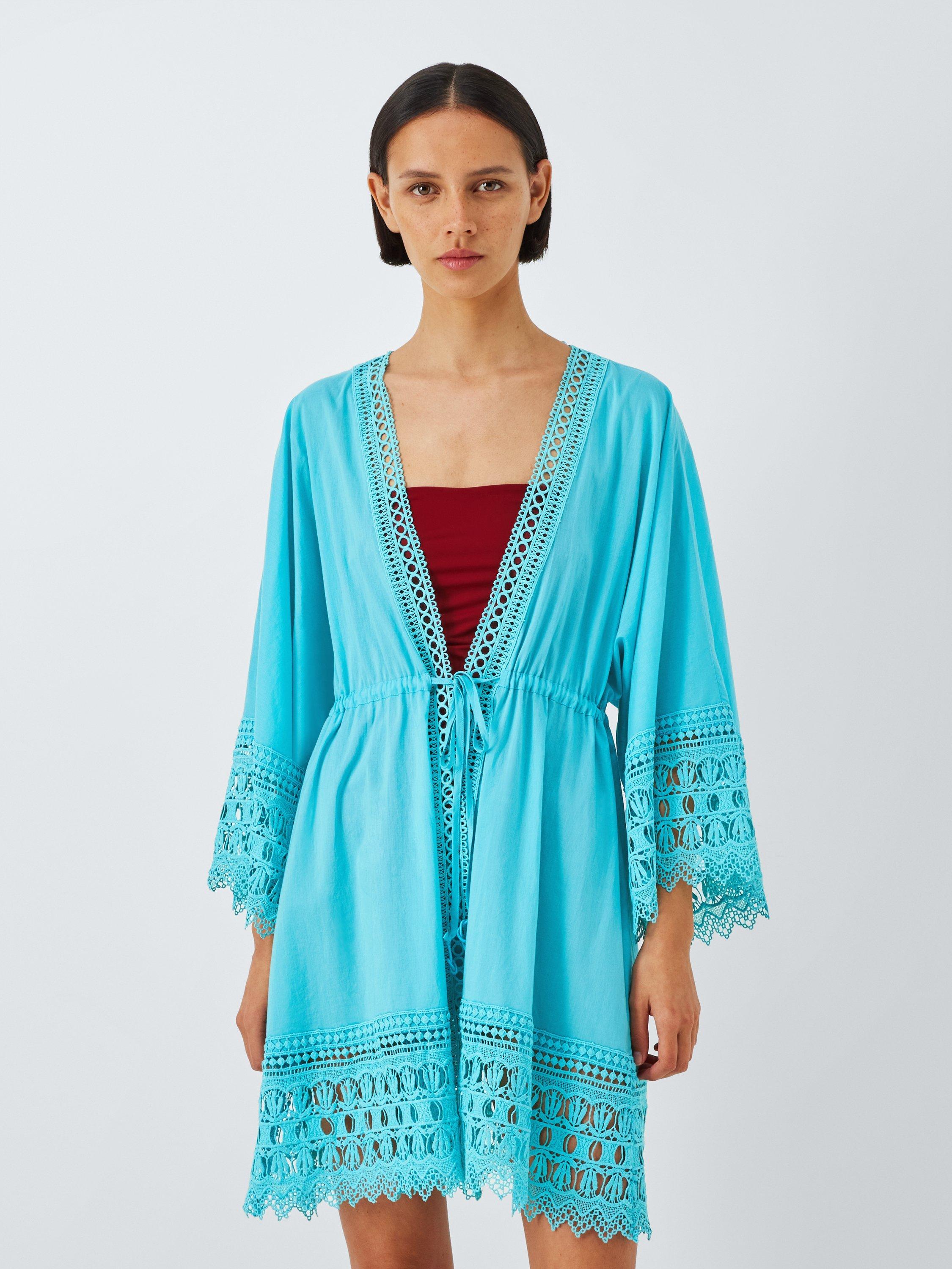 Product image 1 of 6, which shows John Lewis Scallop Kaftan, Lagoon, S