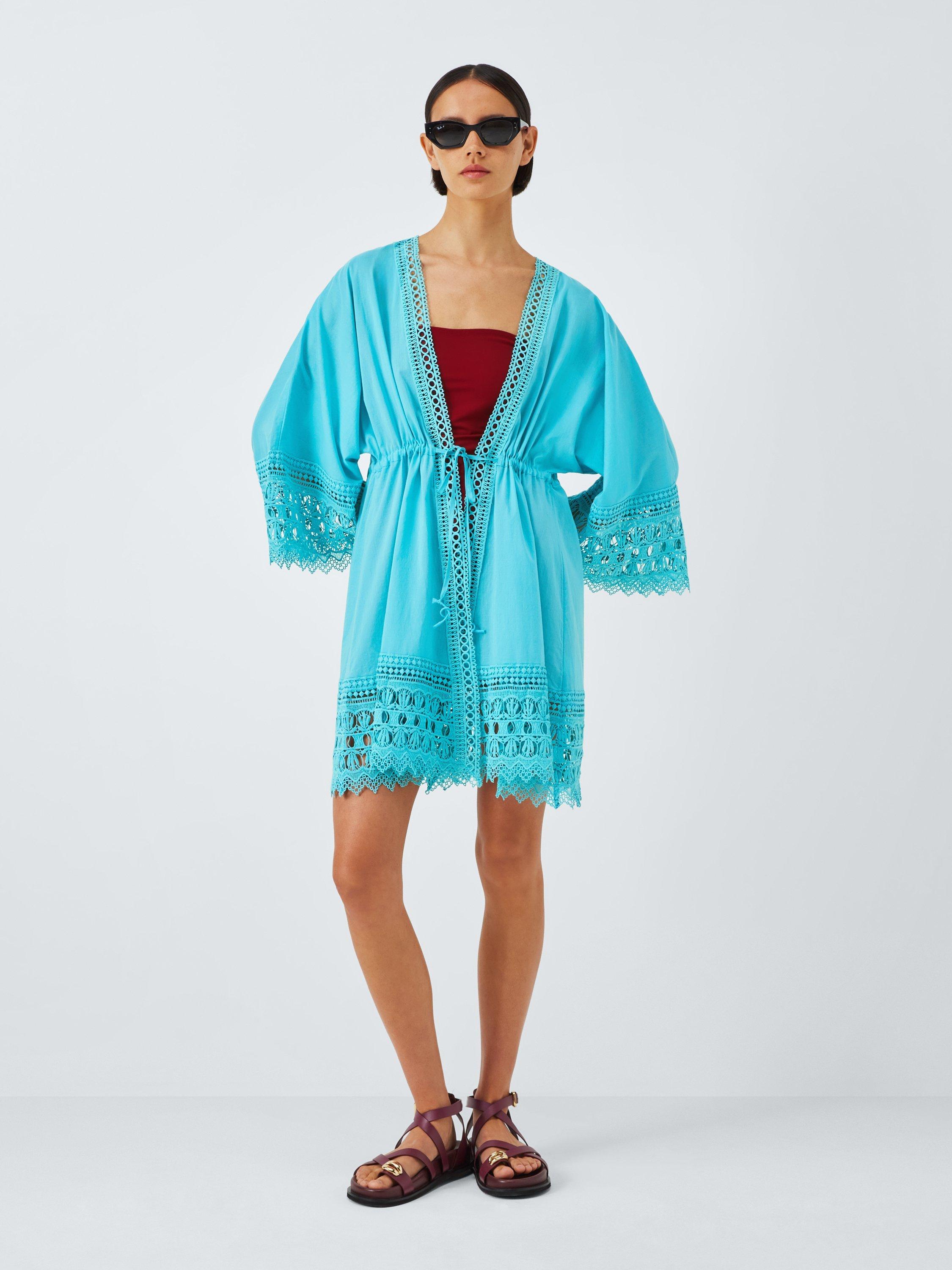 Product image 3 of 6, which shows John Lewis Scallop Kaftan, Lagoon, S
