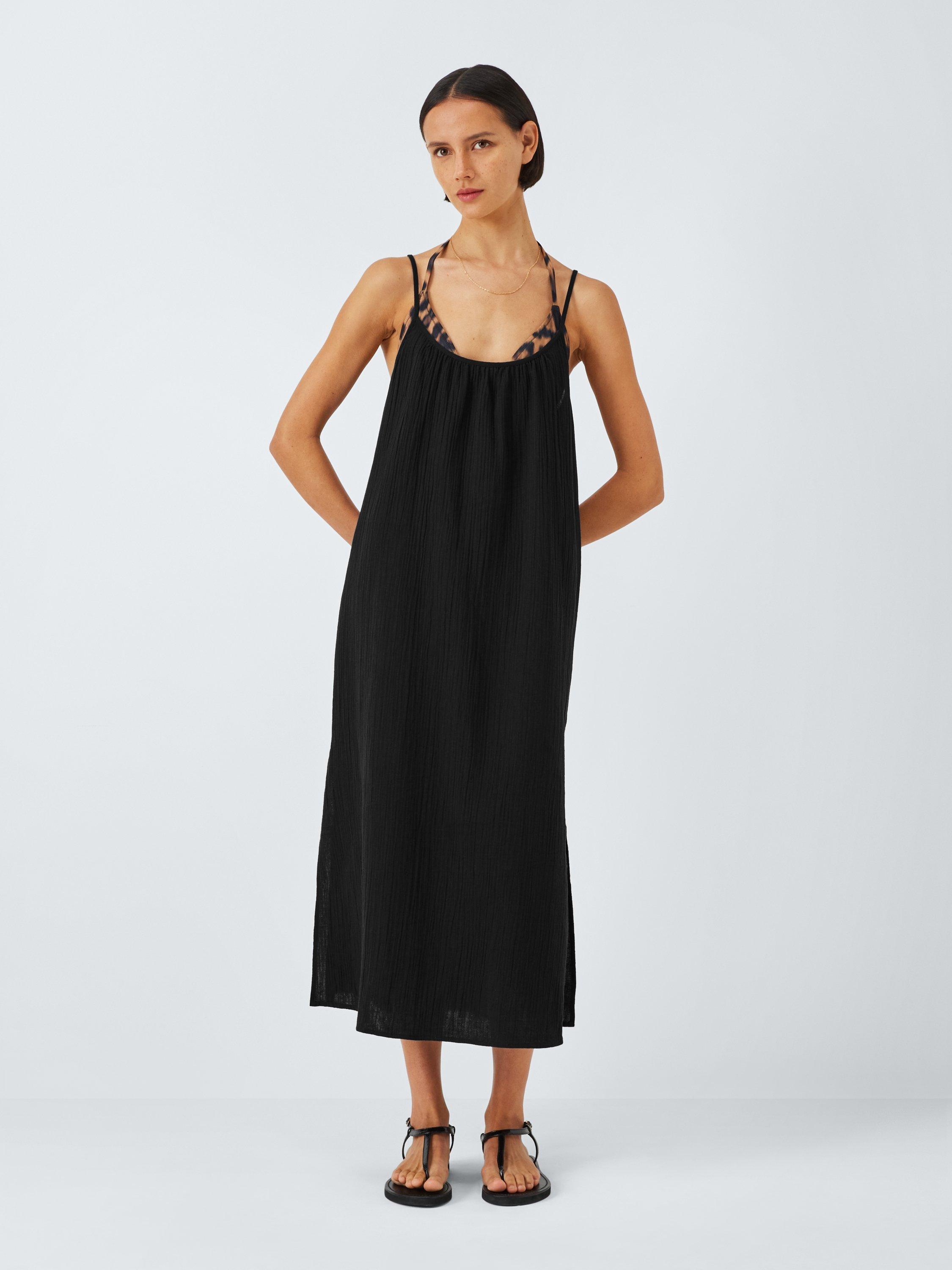 Product image 2 of 6, which shows John Lewis Cheesecloth Beach Midi Dress, Black, S