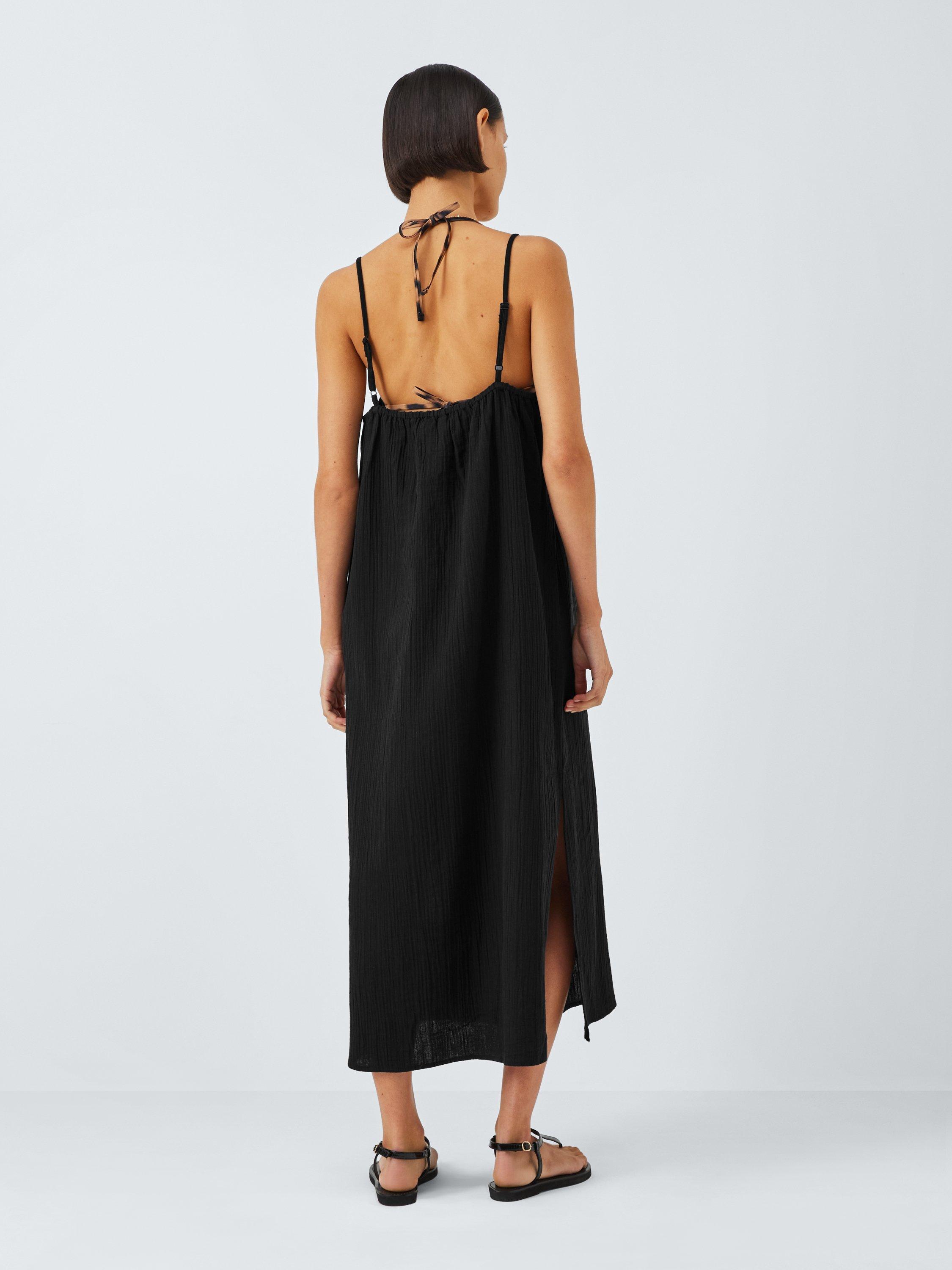 Product image 3 of 6, which shows John Lewis Cheesecloth Beach Midi Dress, Black, S