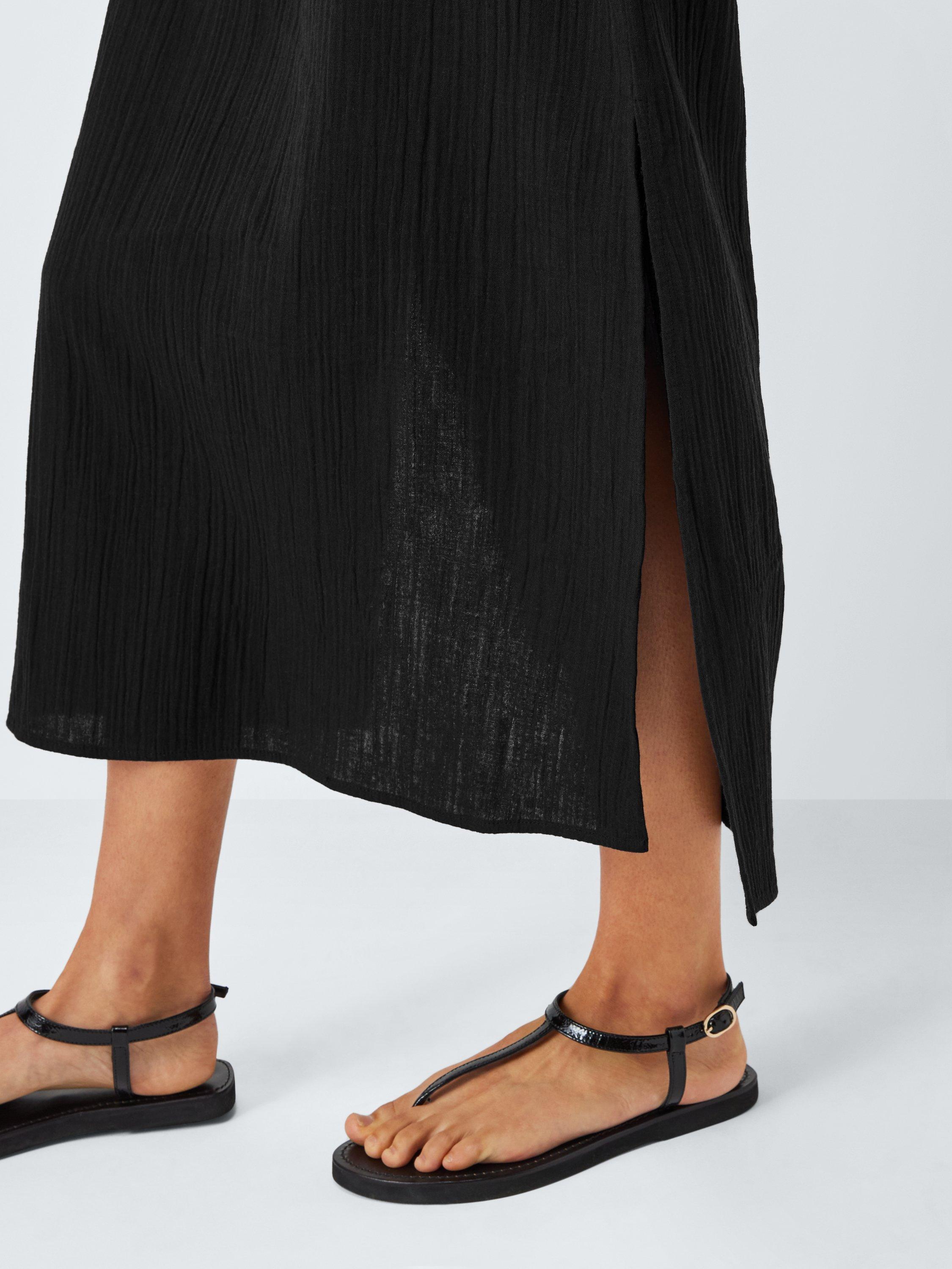 Product image 6 of 6, which shows John Lewis Cheesecloth Beach Midi Dress, Black, S