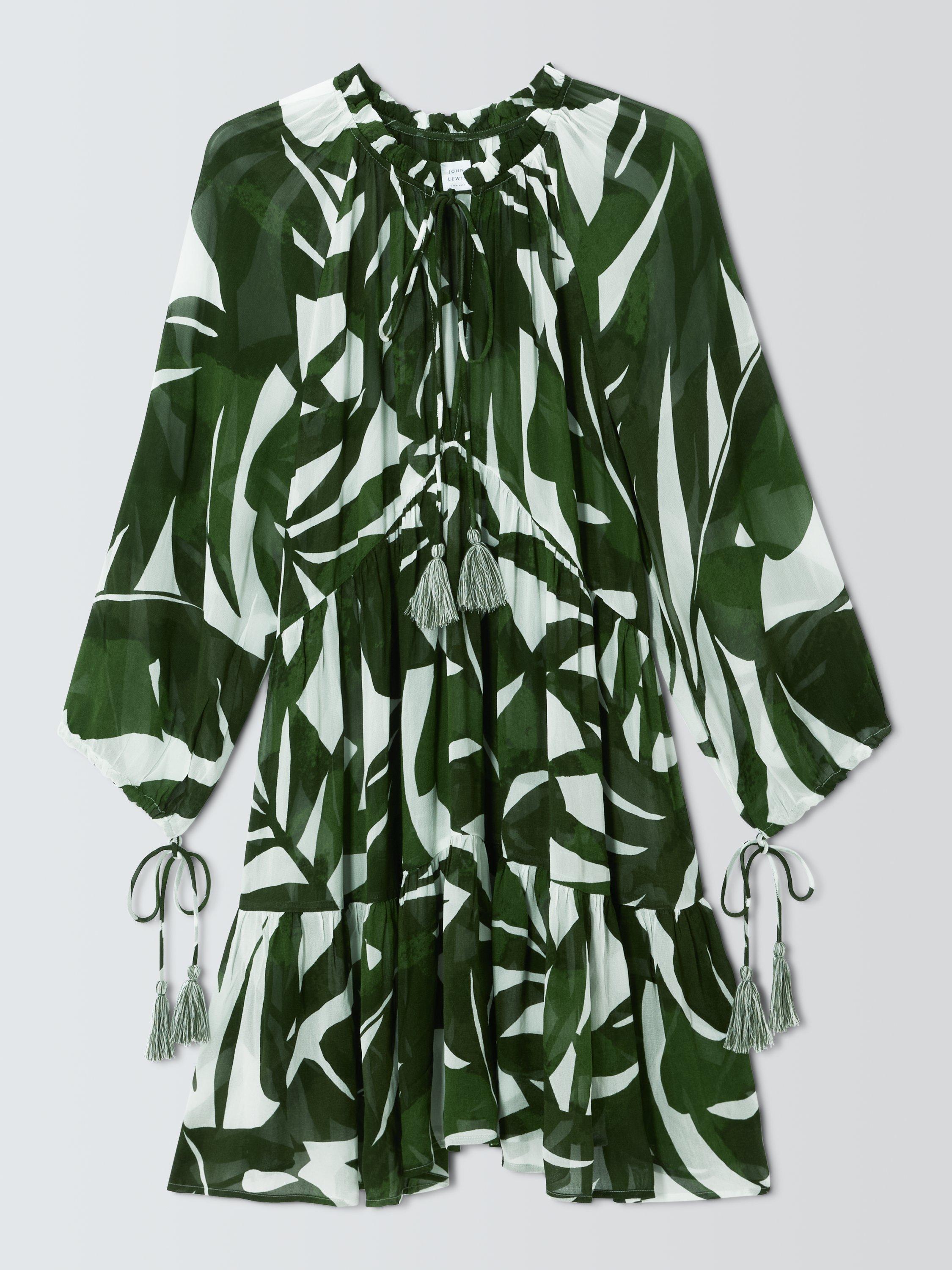 Product image 4 of 6, which shows John Lewis Maldives Palm Mini Dress, Green, S