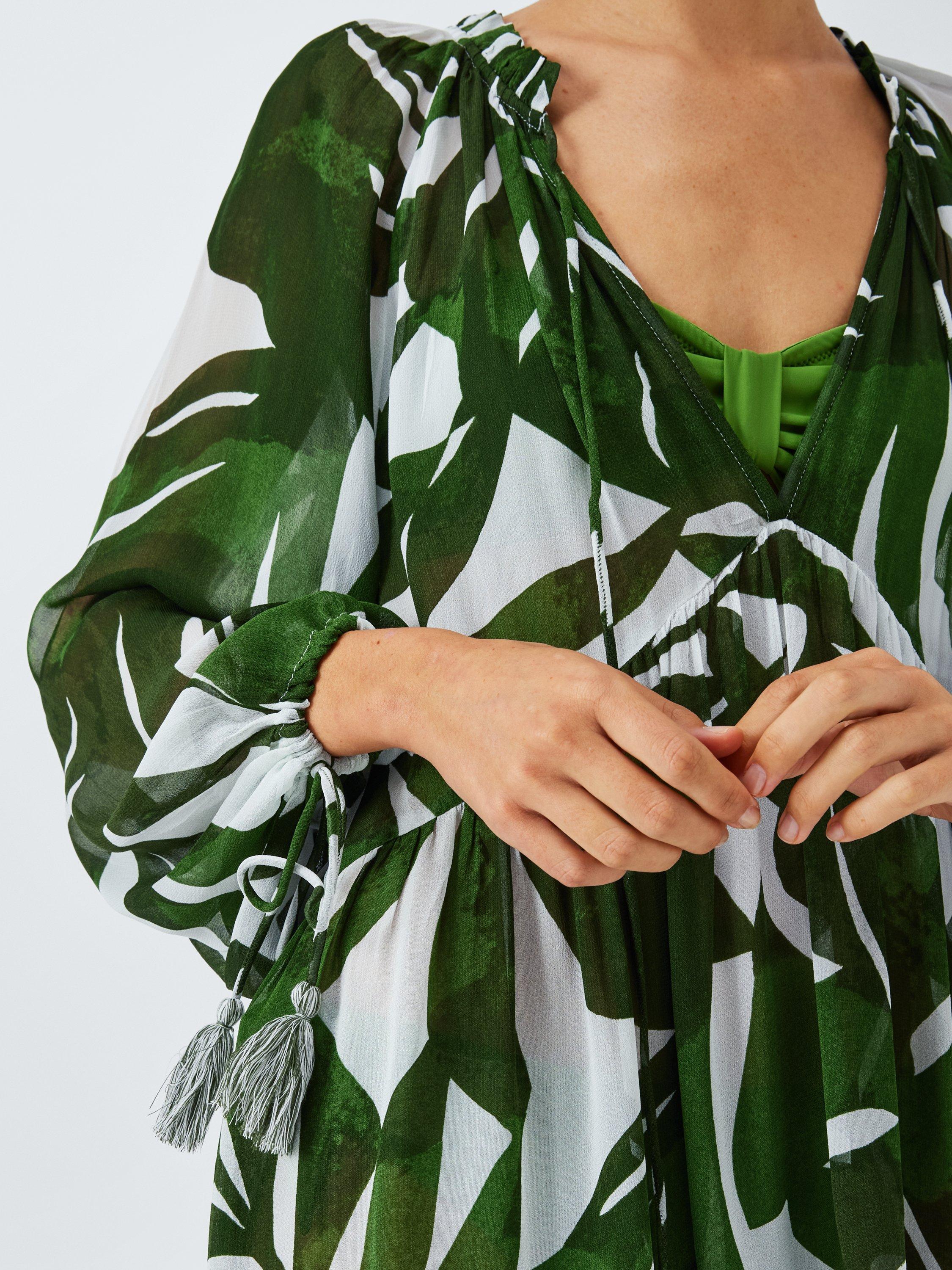 Product image 6 of 6, which shows John Lewis Maldives Palm Mini Dress, Green, S