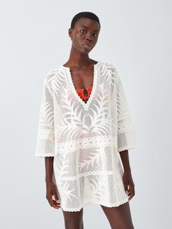 John Lewis Jacquard Kaftan, Ecru, Ecru