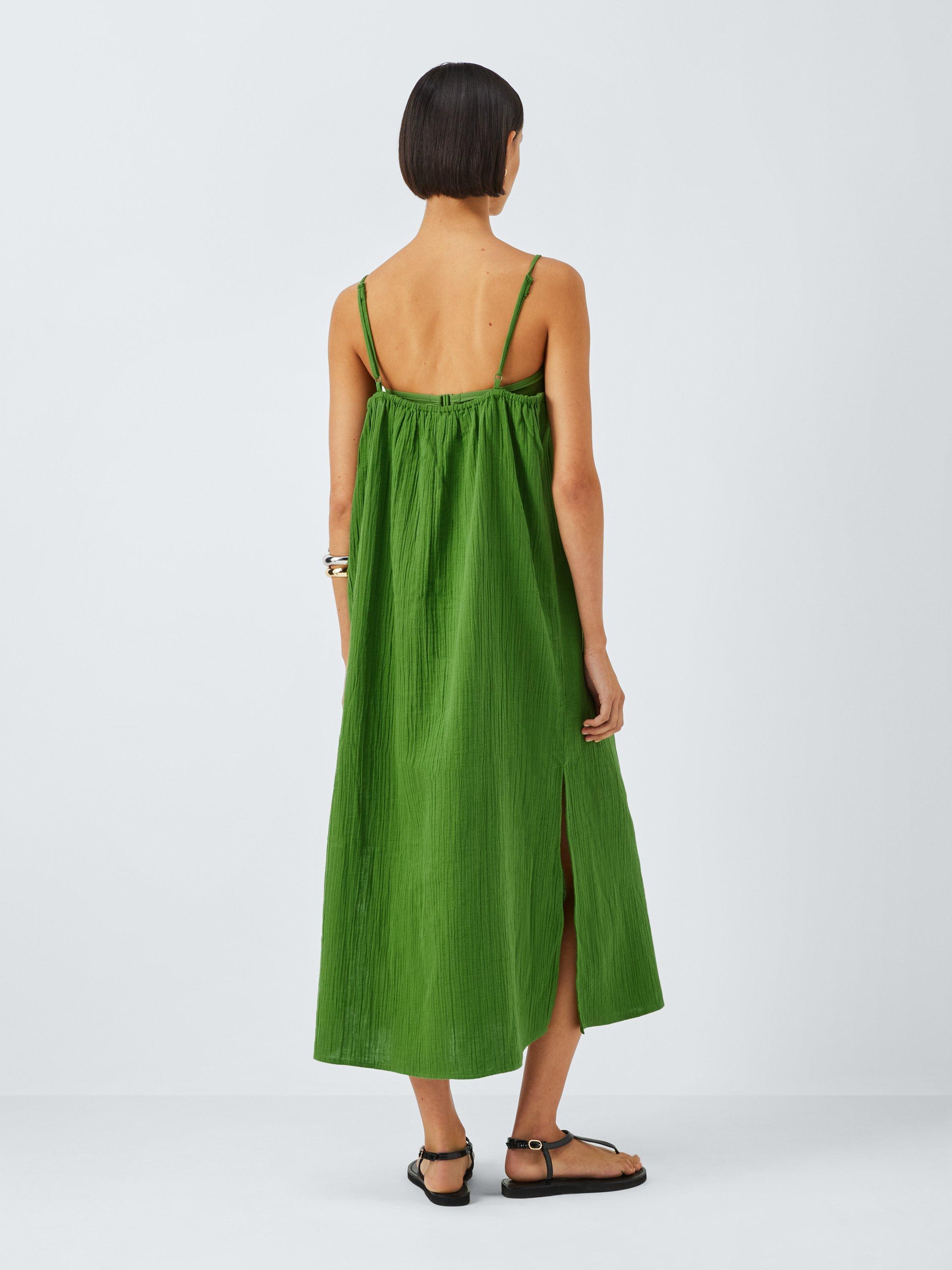 Product image 3 of 6, which shows John Lewis Cheesecloth Beach Midi Dress, Green, S