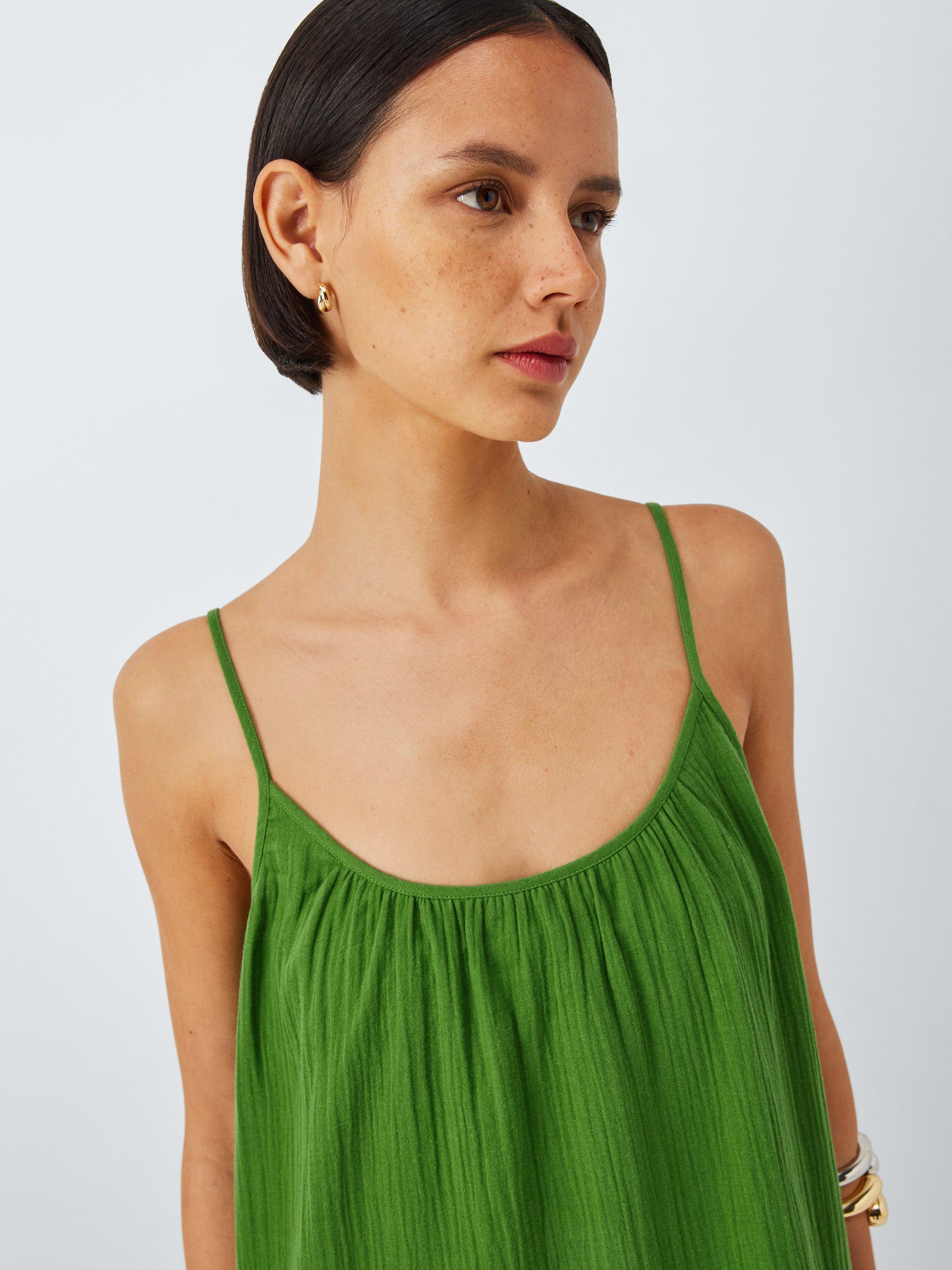 Product image 5 of 6, which shows John Lewis Cheesecloth Beach Midi Dress, Green, S