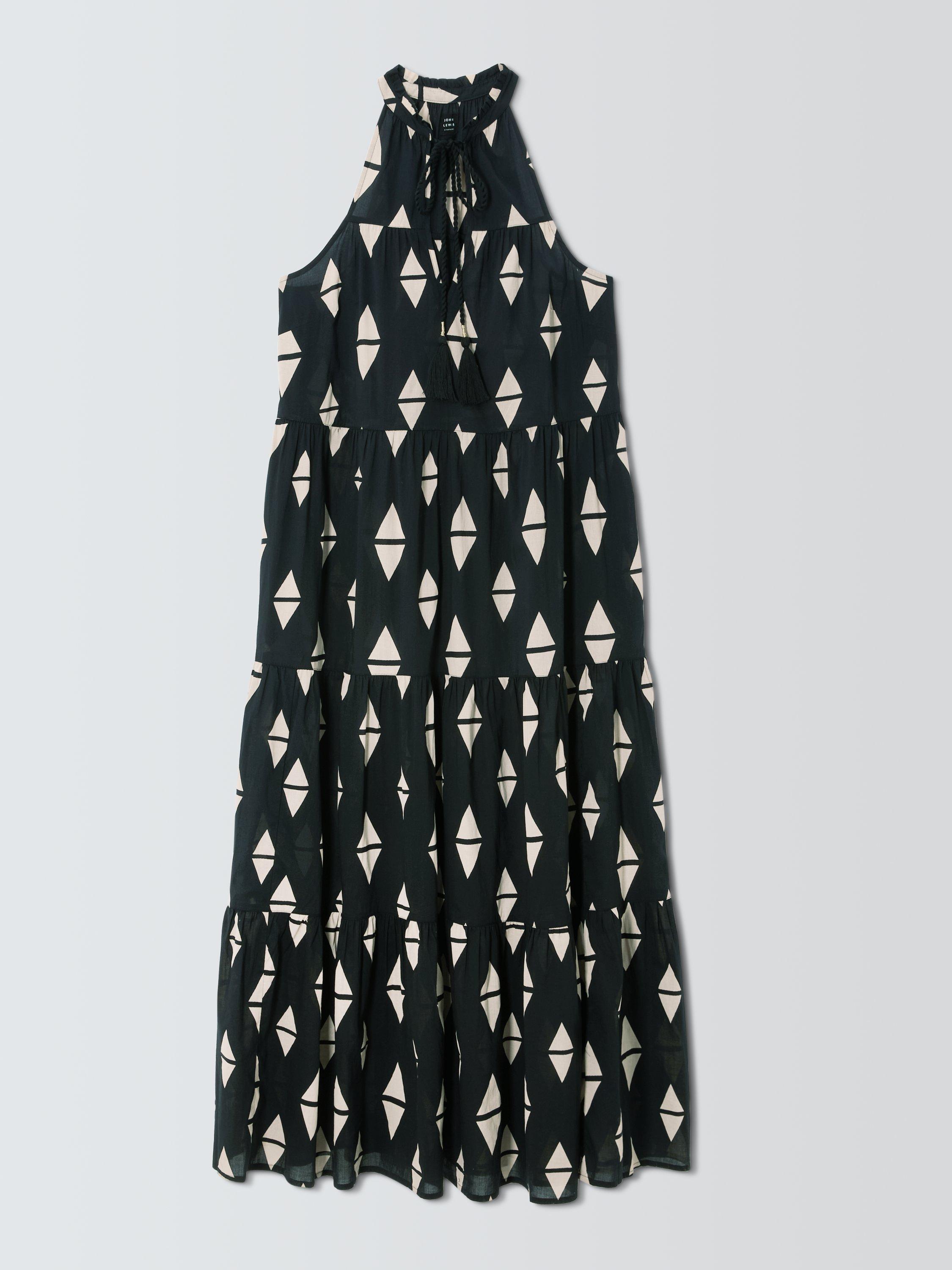 Product image 4 of 6, which shows John Lewis Geo Tiered Maxi Beach Dress, Mono, S
