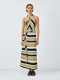 John Lewis Stripe Halterneck Maxi Dress, Green Stripe
