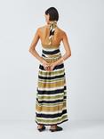 John Lewis Stripe Halterneck Maxi Dress, Green Stripe