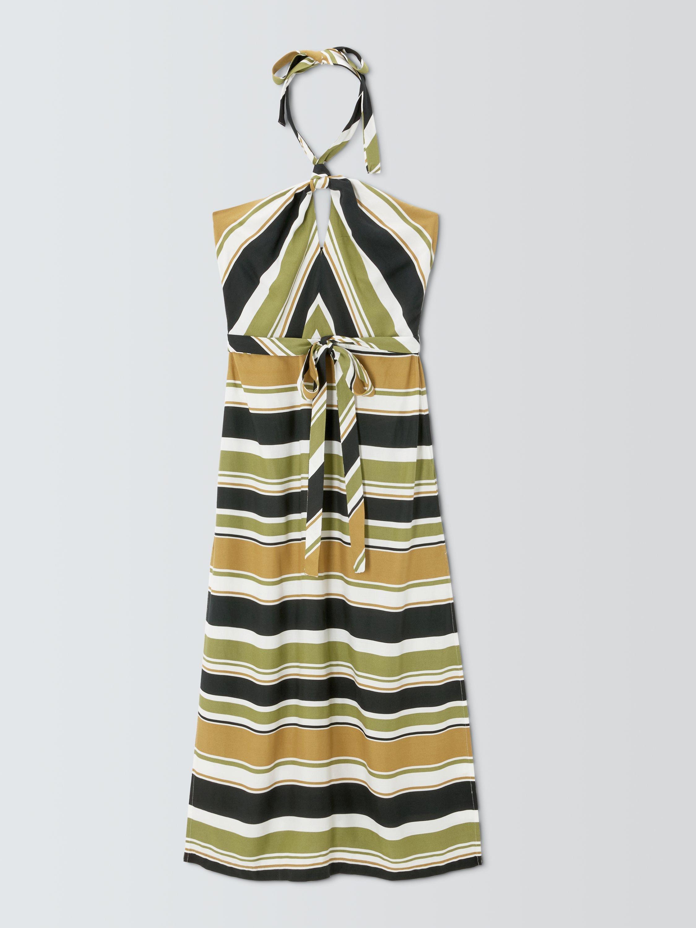 Product image 4 of 6, which shows John Lewis Stripe Halterneck Maxi Dress, Green Stripe, S