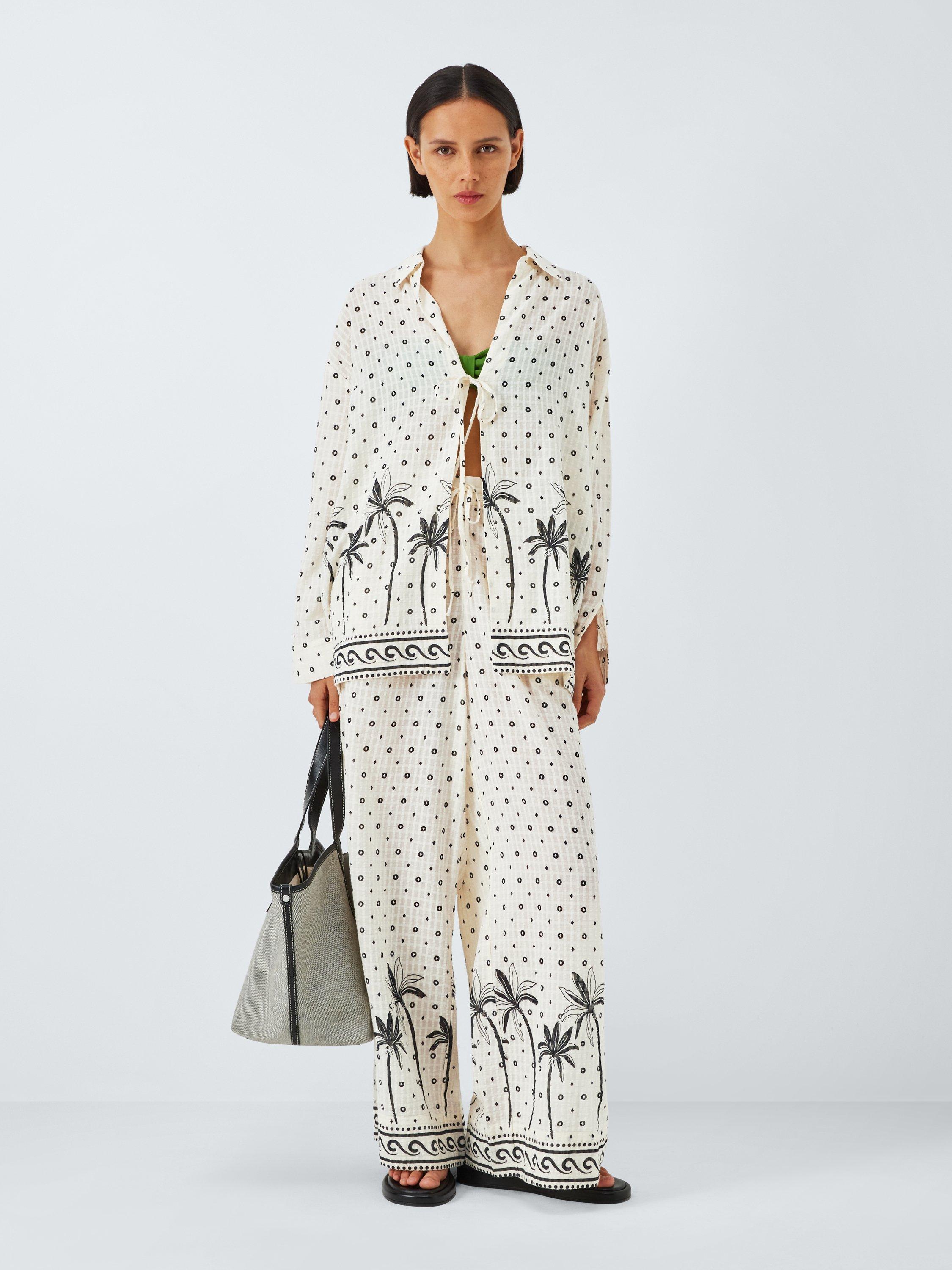 Product image 1 of 6, which shows John Lewis Desert Palm Tie Top, Palm, S