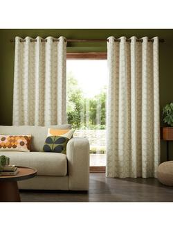 Orla Kiely Linear Stem Pair Lined Eyelet Curtains, Natural