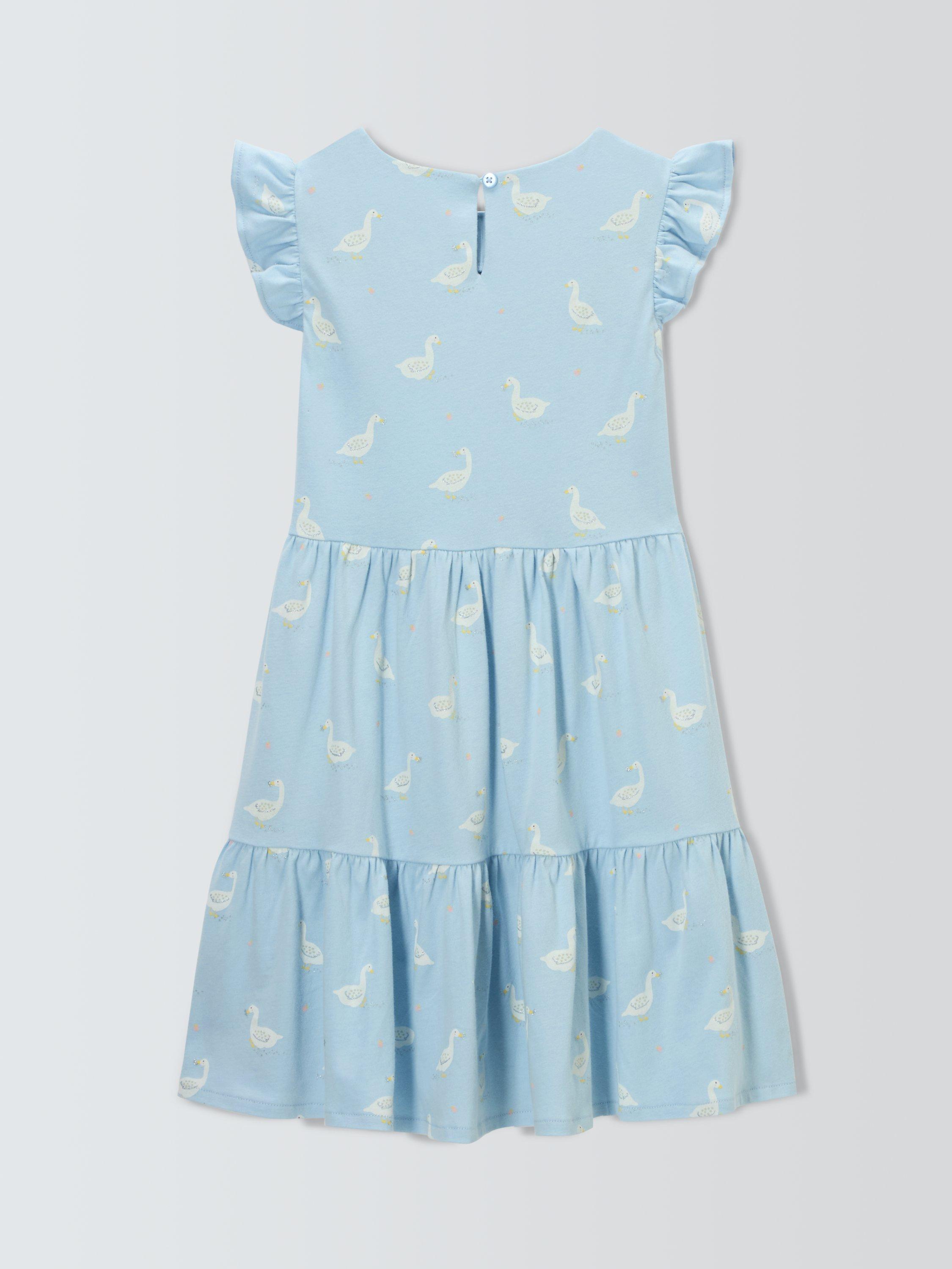 Product image 7 of 7, which shows John Lewis Kids' Duck Print Tiered Jersey Dress, Blue, 5 years