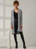 Jolie Moi Drawstring Hooded Longline Cardigan, Dove Heather