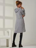 Jolie Moi Drawstring Hooded Longline Cardigan, Dove Heather