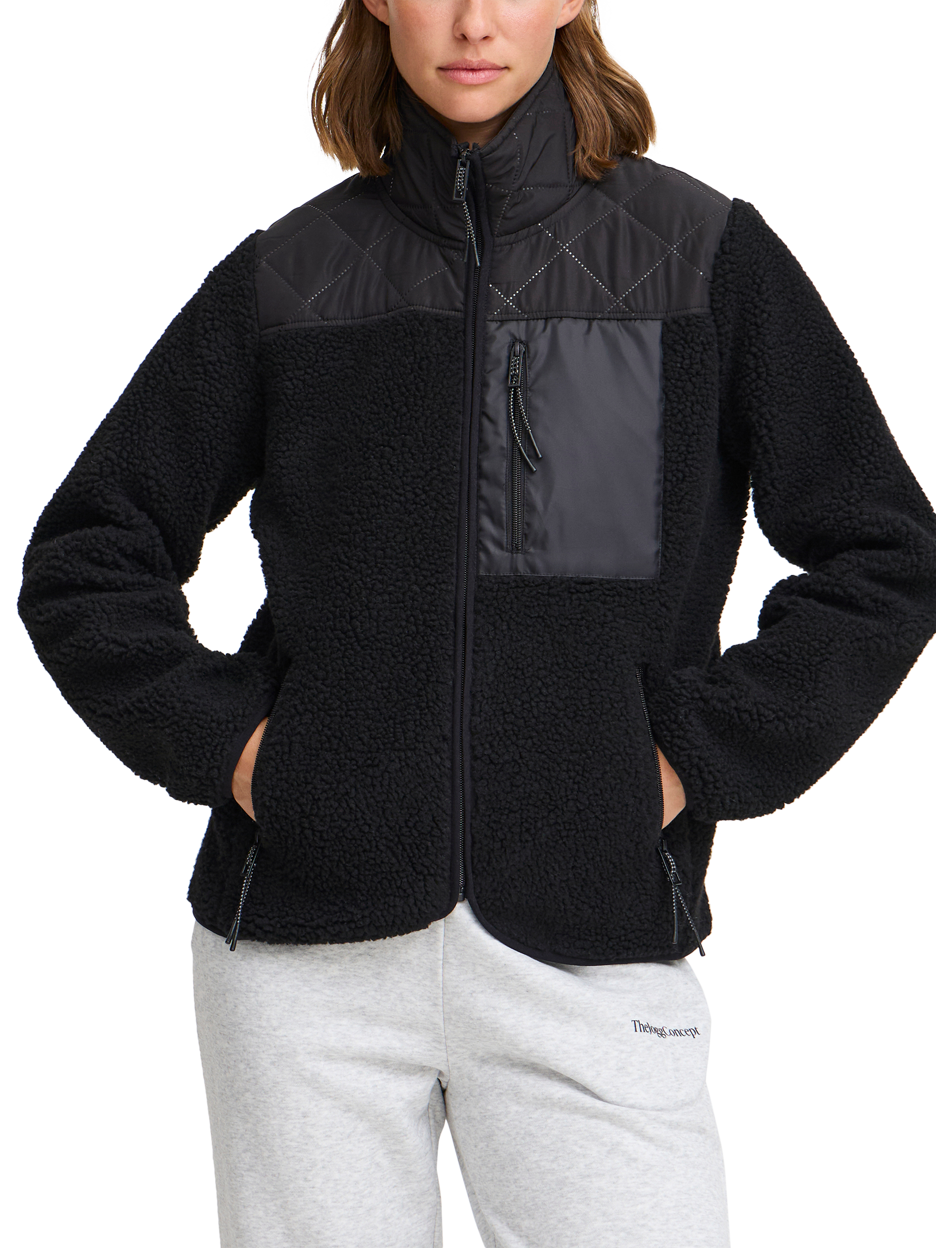 Product image 1 of 6, which shows The Jogg Concept JCBERRI Full Zip Fleece Jacket, Black, XS