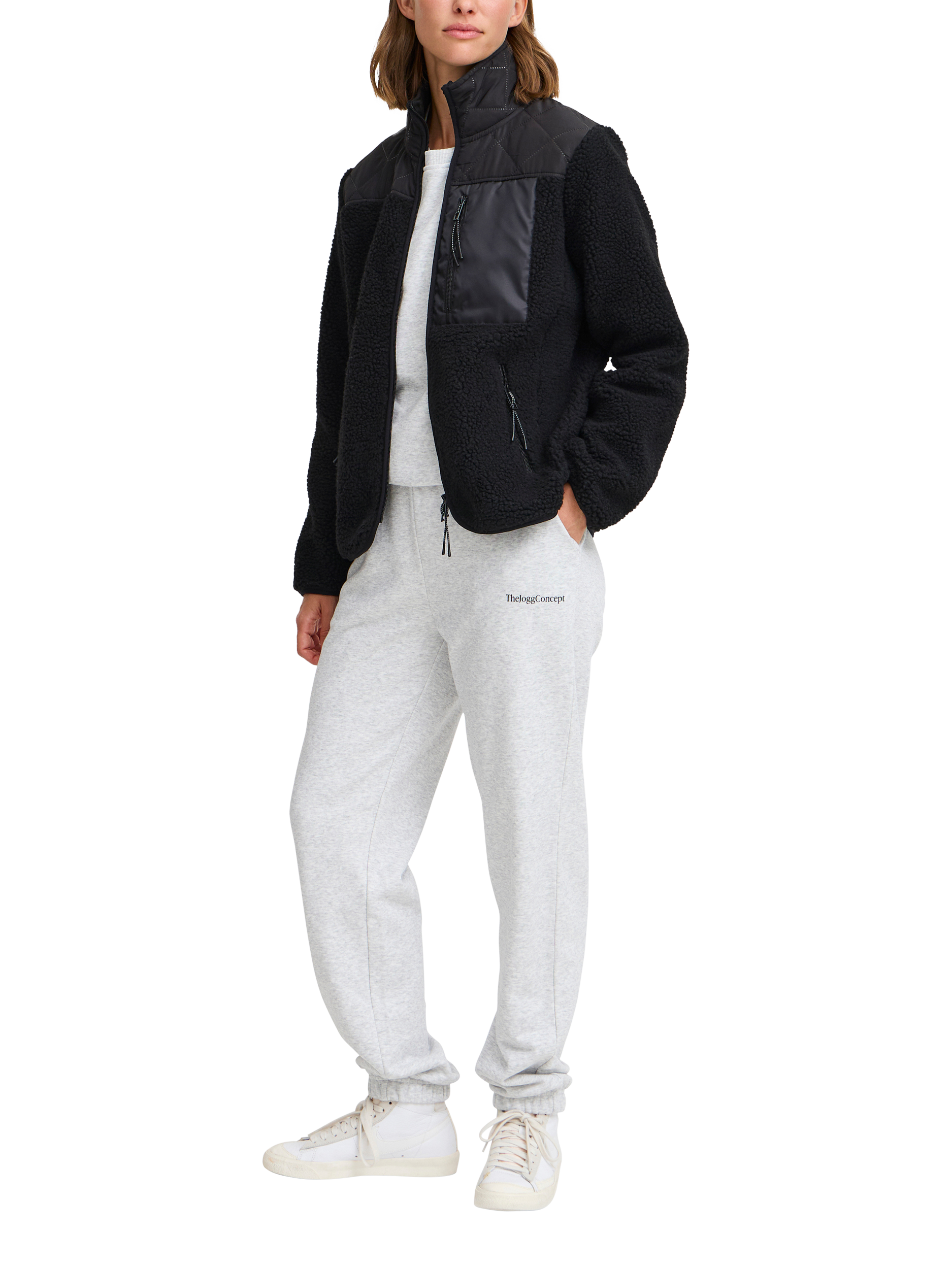 Product image 3 of 6, which shows The Jogg Concept JCBERRI Full Zip Fleece Jacket, Black, XS