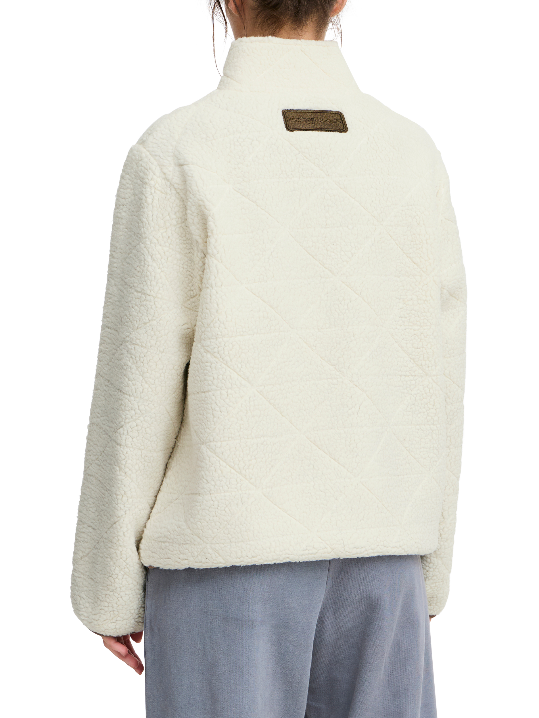 Product image 2 of 6, which shows The Jogg Concept JCBEBE Burnout Full Zip Fleece Jacket, White, XS