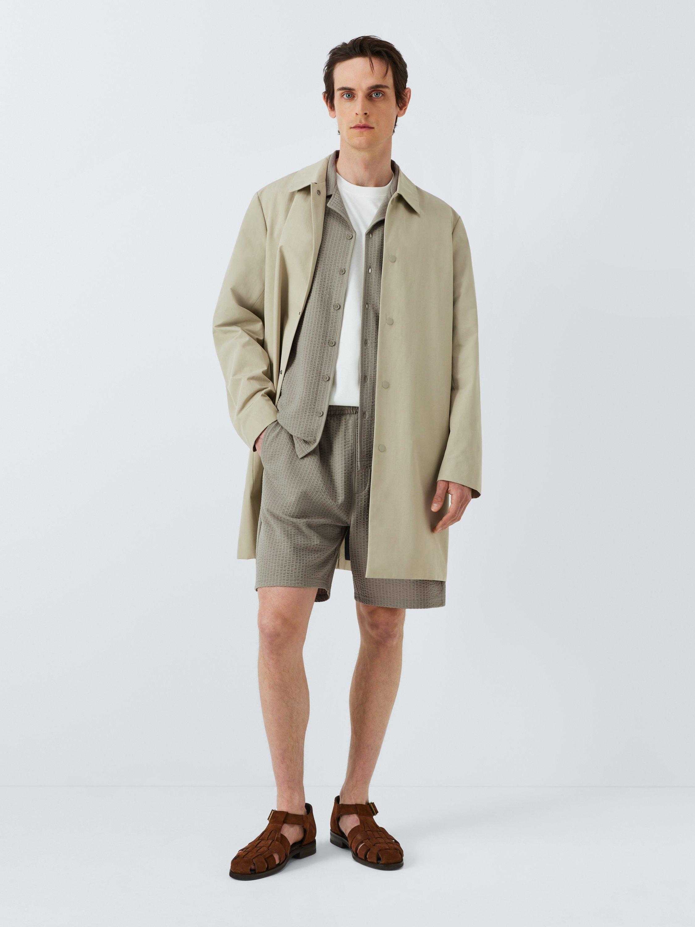 Product image 1 of 6, which shows Kin Cotton Blend Seersucker Shorts, Abbey Stone, S