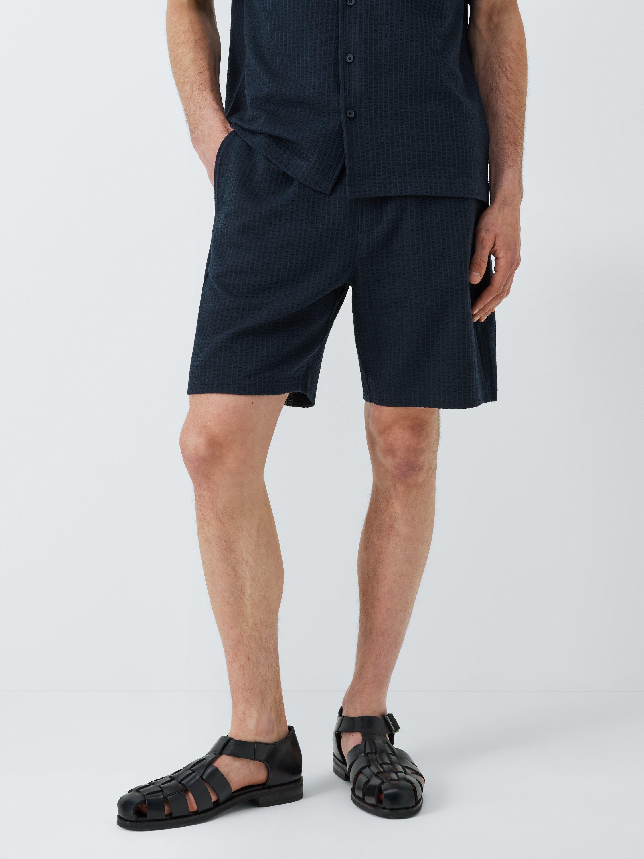 Product image 2 of 6, which shows Kin Cotton Blend Seersucker Shorts, Dark Sapphire, S