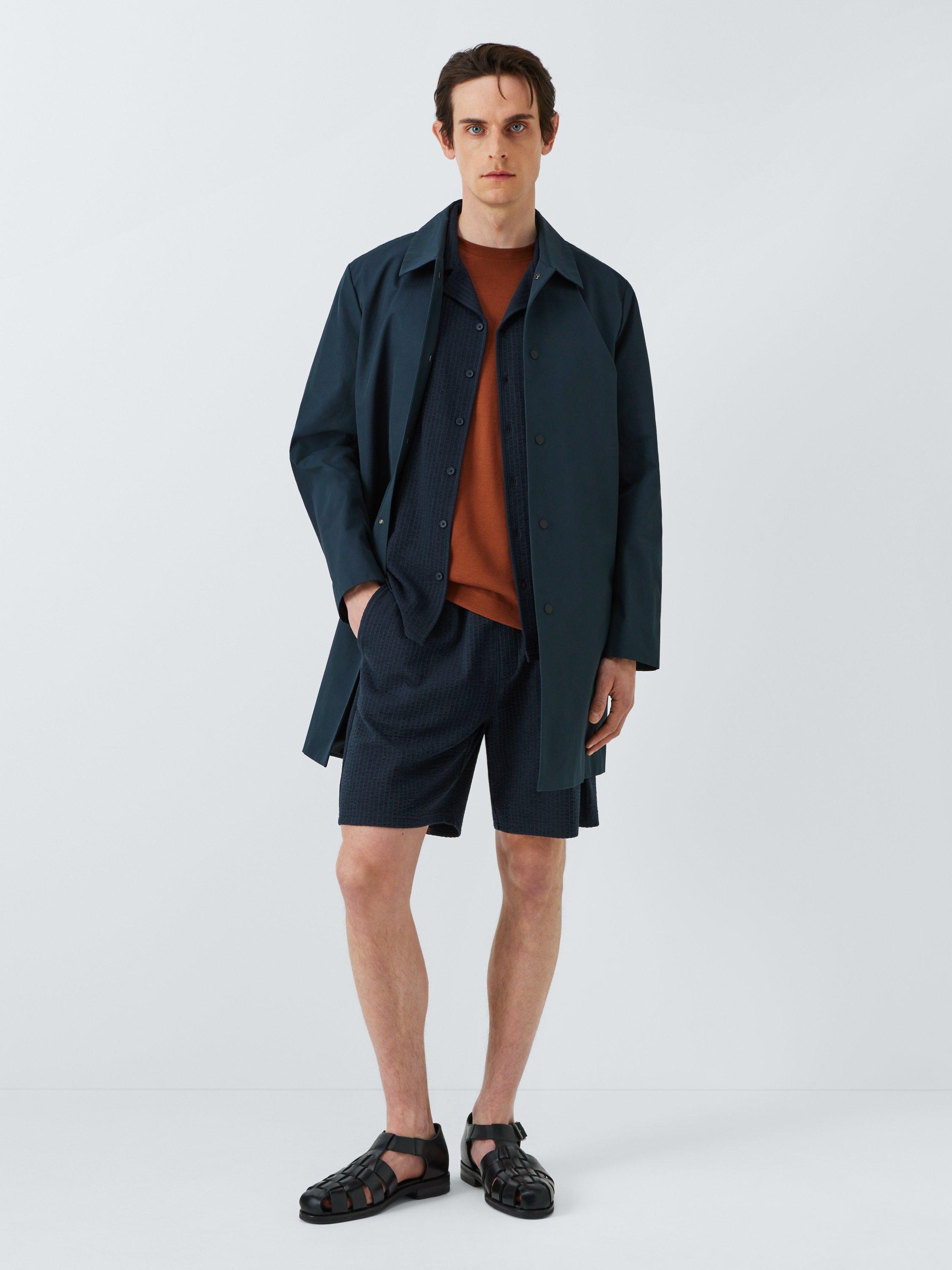 Product image 1 of 6, which shows Kin Cotton Blend Seersucker Shorts, Dark Sapphire, S