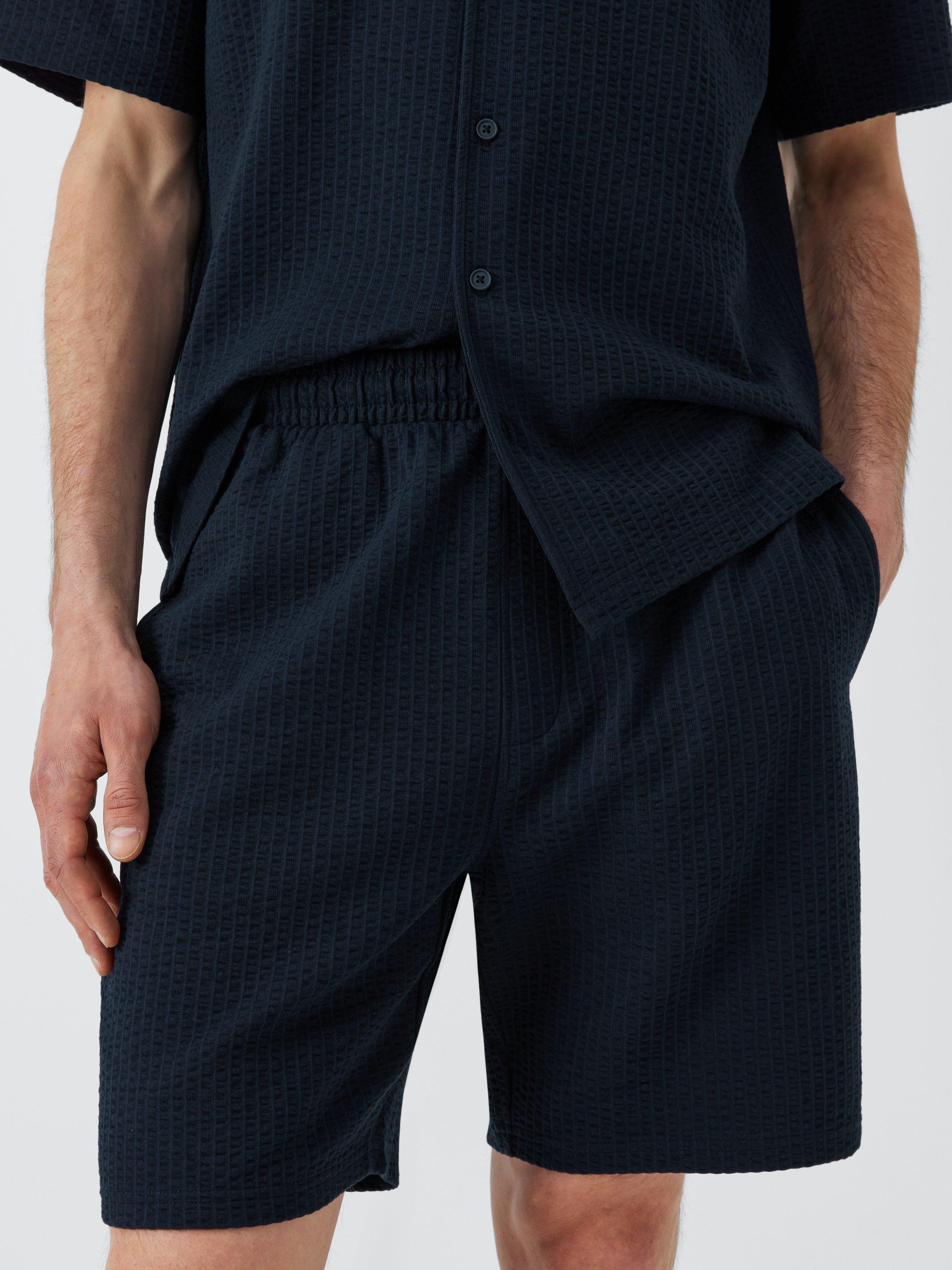 Product image 5 of 6, which shows Kin Cotton Blend Seersucker Shorts, Dark Sapphire, S
