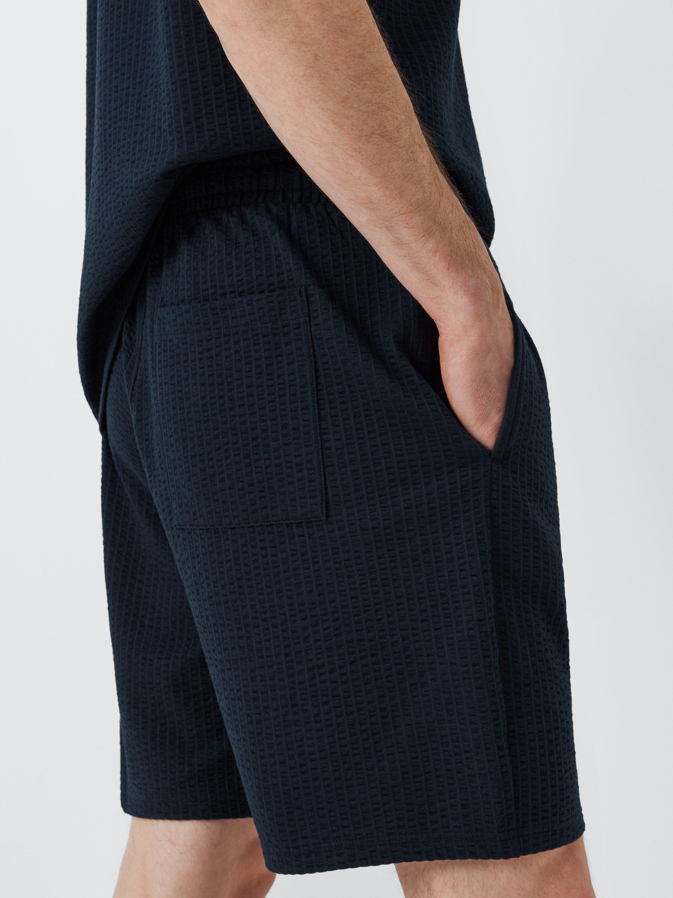 Product image 6 of 6, which shows Kin Cotton Blend Seersucker Shorts, Dark Sapphire, S