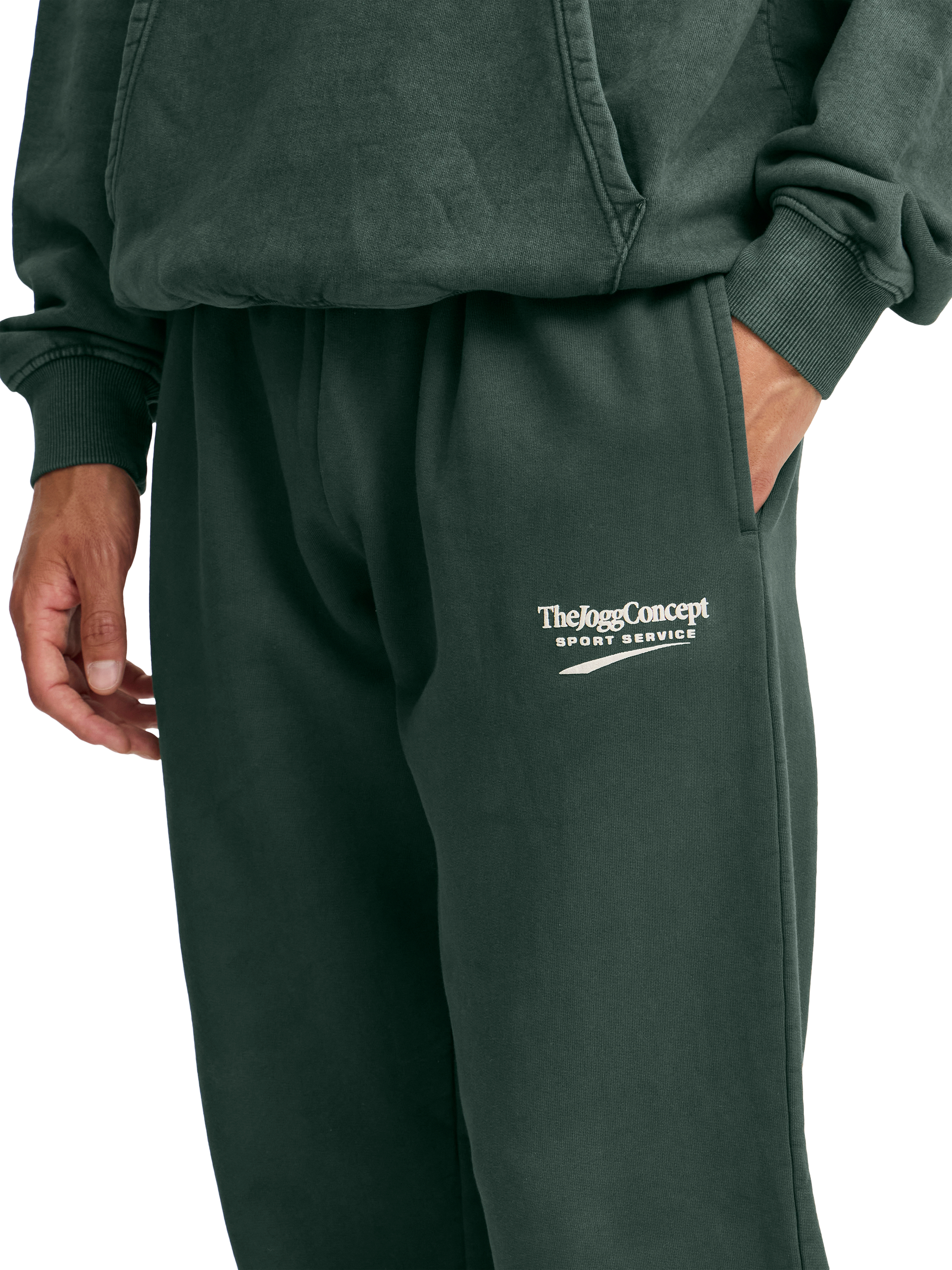 Product image 2 of 4, which shows The Jogg Concept JCMRUBI Logo Joggers, Green, S