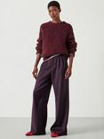 HUSH Lya Wool Blend Wide Leg Trousers, Burgundy