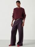 HUSH Lya Wool Blend Wide Leg Trousers, Burgundy