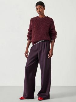 HUSH Lya Wool Blend Wide Leg Trousers - view 2, Burgundy