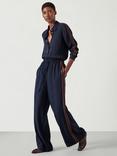 HUSH Petunia Side Stripe Trousers, Navy