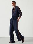 HUSH Petunia Side Stripe Trousers, Navy