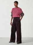 HUSH Wide Leg Cord Trousers, Chocolate Brown