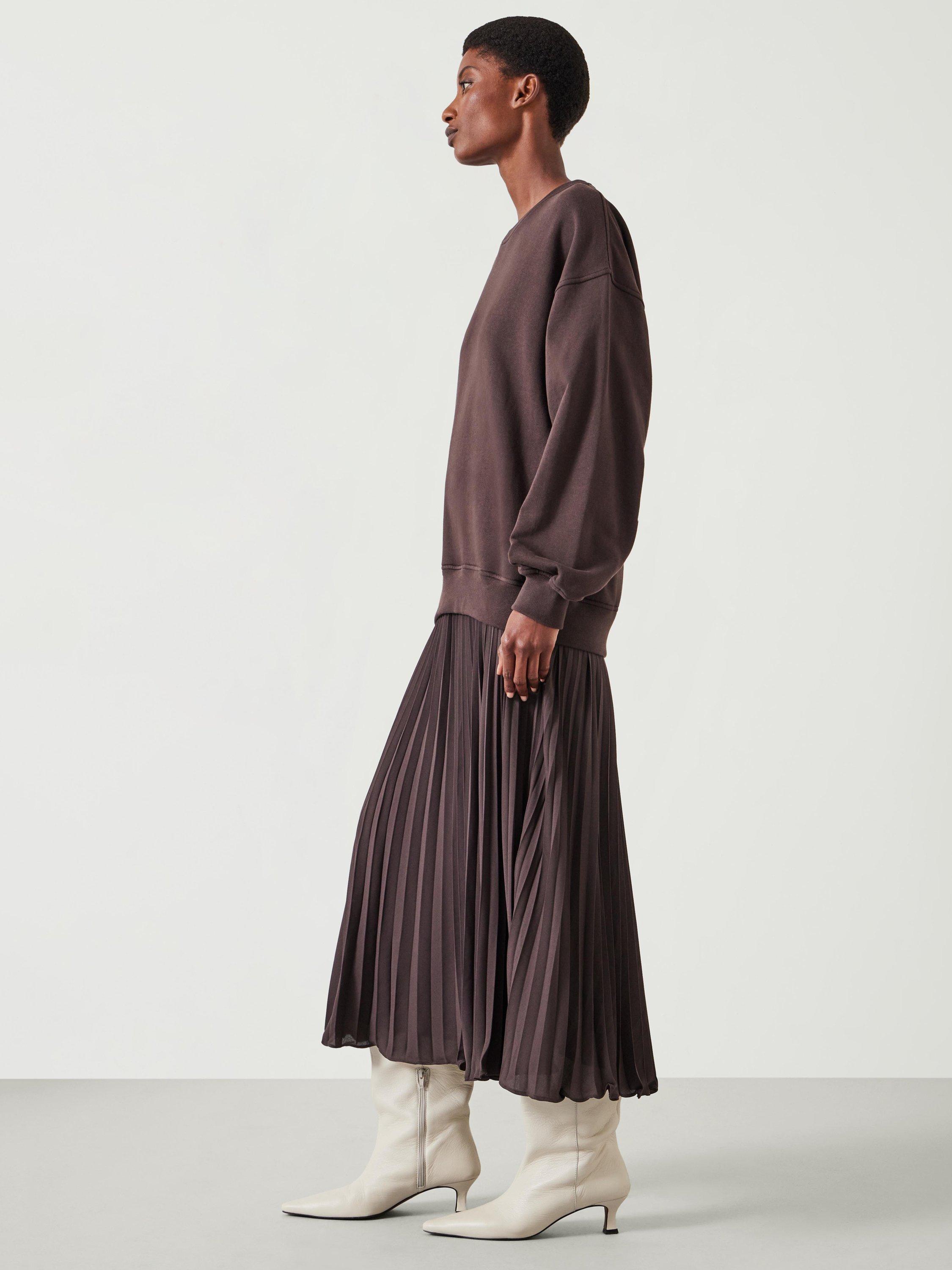 Product image 4 of 5, which shows HUSH Gabriela Cotton Blend Sweat Dress, Chocolate Brown, XXS
