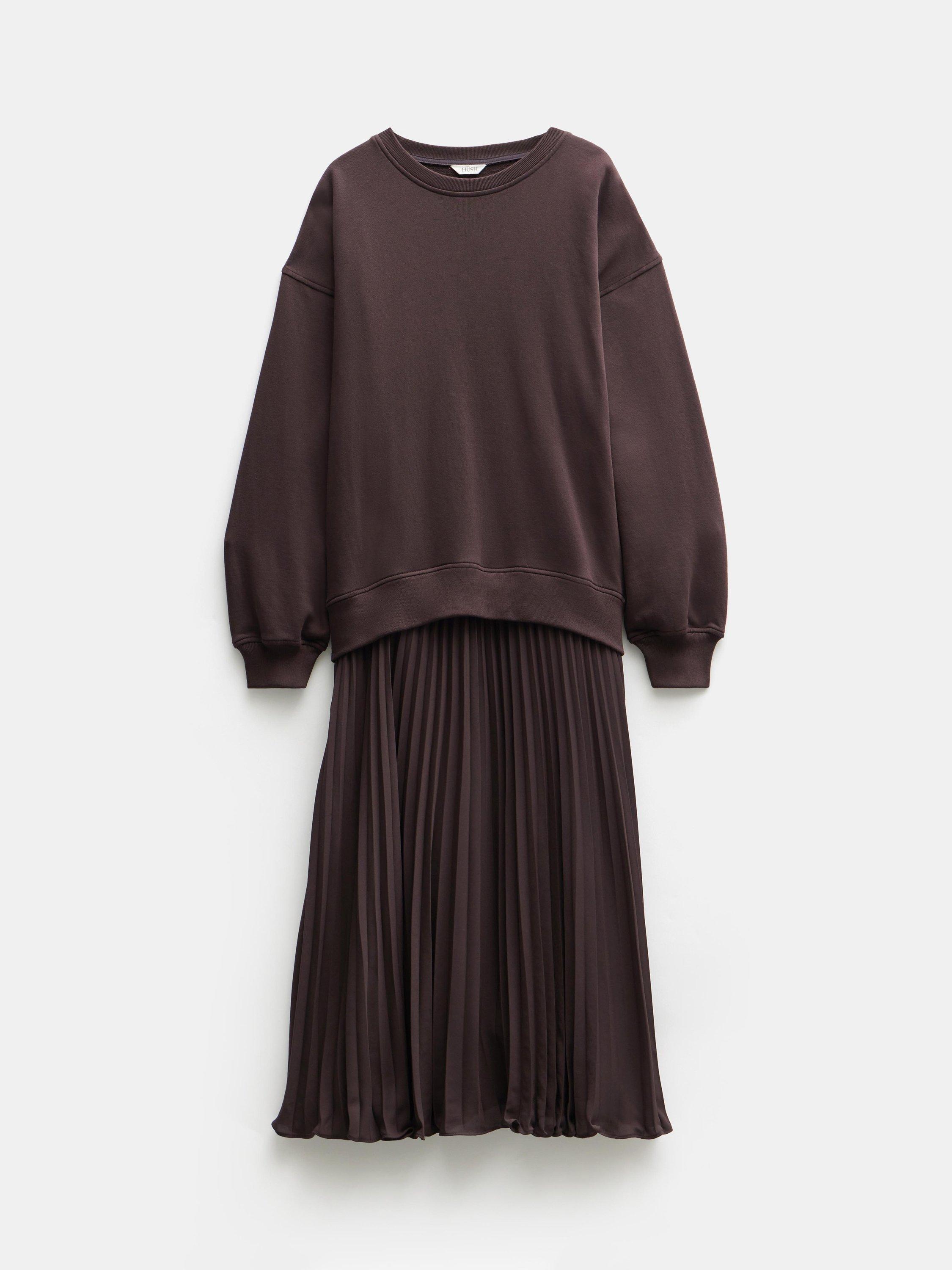 Product image 5 of 5, which shows HUSH Gabriela Cotton Blend Sweat Dress, Chocolate Brown, XXS