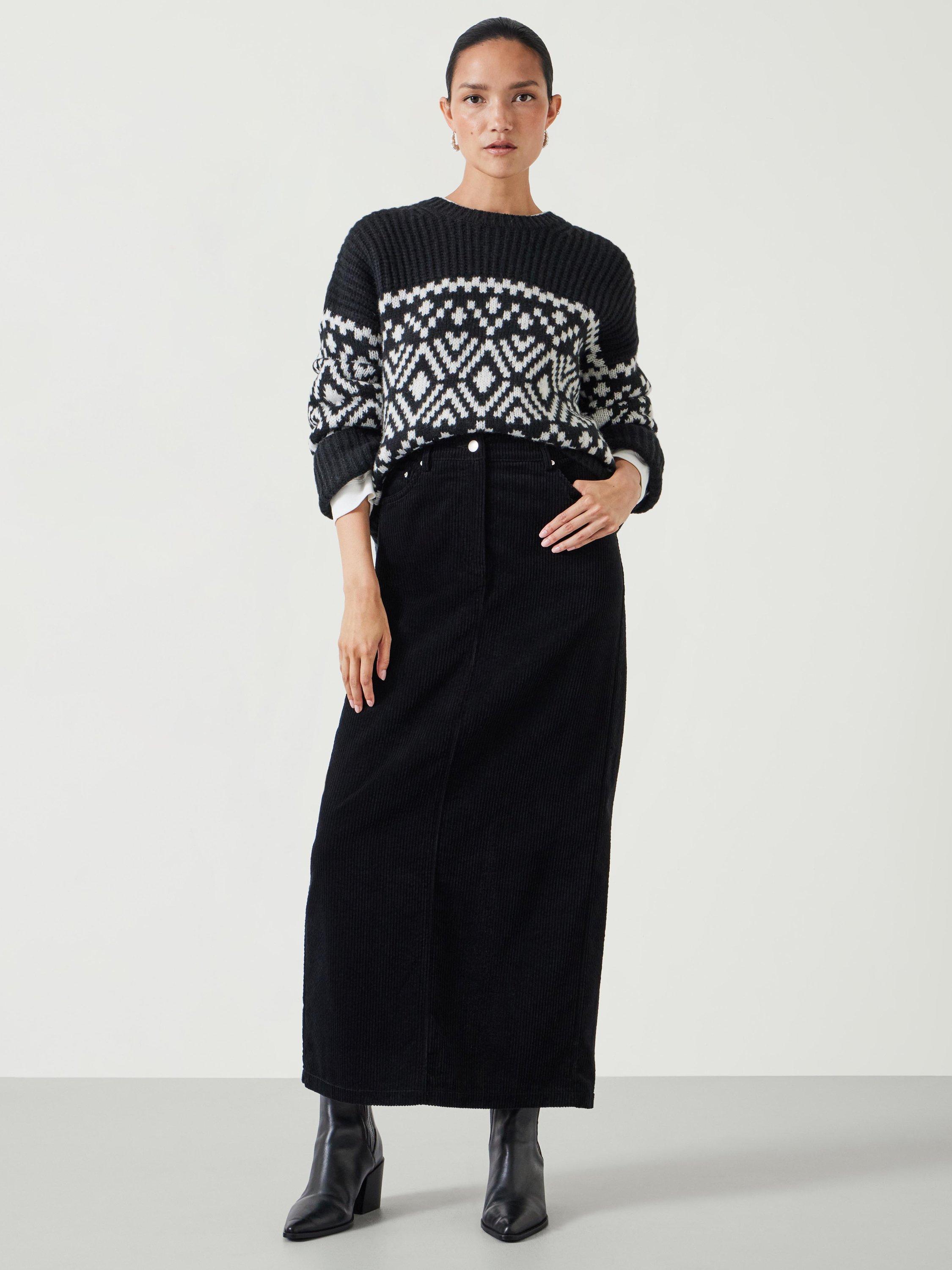 Product image 2 of 6, which shows HUSH Alanna Cord Skirt, Black, 8S