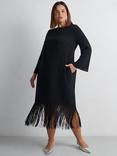 Live Unlimited Curve Fringe Midi Dress, Black