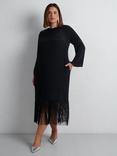 Live Unlimited Curve Fringe Midi Dress, Black