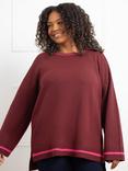 Live Unlimited Curve Contrast Stripe Jumper, Dark Red