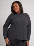 Live Unlimited Curve Sunray Ribbed Jumper, Charcoal