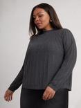 Live Unlimited Curve Sunray Ribbed Jumper, Charcoal