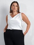 Live Unlimited Curve Satin Cowl Neck Top, White