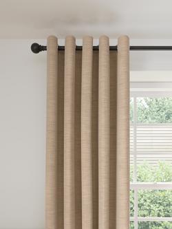 John Lewis Chenille Pair Blackout/Thermal Lined Eyelet Curtains, Warm Sand