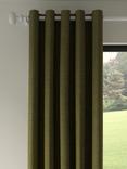 John Lewis Textured Weave Recycled Polyester Pair Blackout Lined Eyelet Curtains, Moss Green