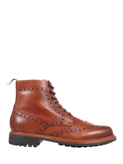 Jones Bootmaker Baker Street Leather Brogue Detailed Boots, British Tan