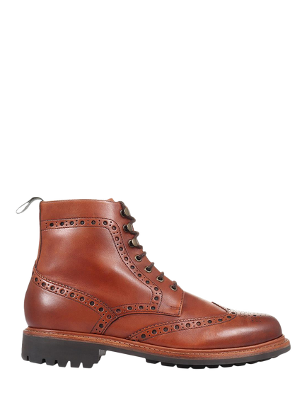 Jones Bootmaker Baker Street Leather Brogue Detailed Boots, British Tan