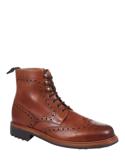 Jones Bootmaker Baker Street Leather Brogue Detailed Boots - view 2, British Tan