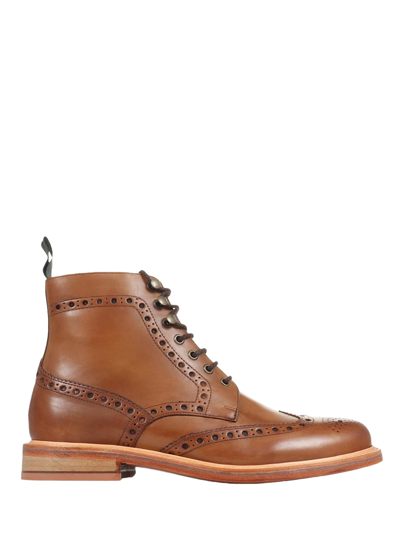 Product image 1 of 6, which shows Jones Bootmaker Baker Street Leather Brogue Detailed Boots, Tan, 6