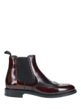 Jones Bootmaker Chigwell Polished Leather Brogue Chelsea Boots, Burgundy